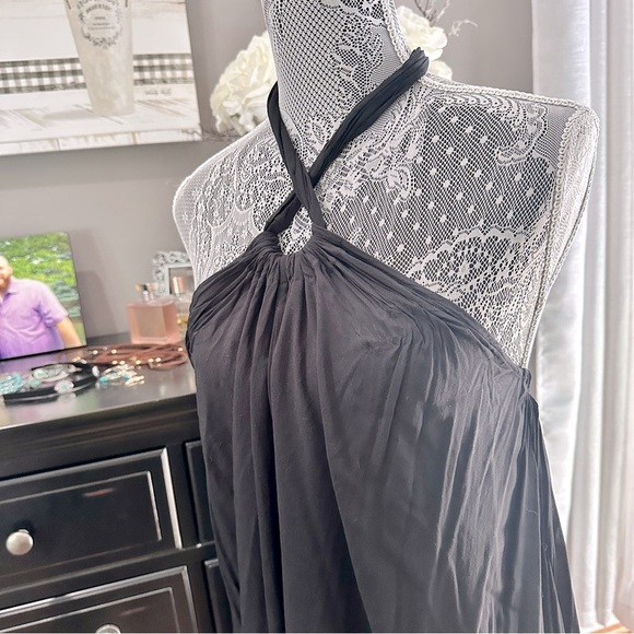 VENUS Black Halter Swim Cover-Up Dress | Flowy Resortwear | Size M - Picture 6 of 16